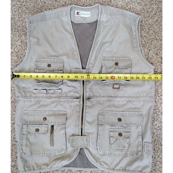 Vintage Fishing Vest Size XXL Beige Khaki Canvas Multiple Pockets Mankesi - Picture 5 of 6